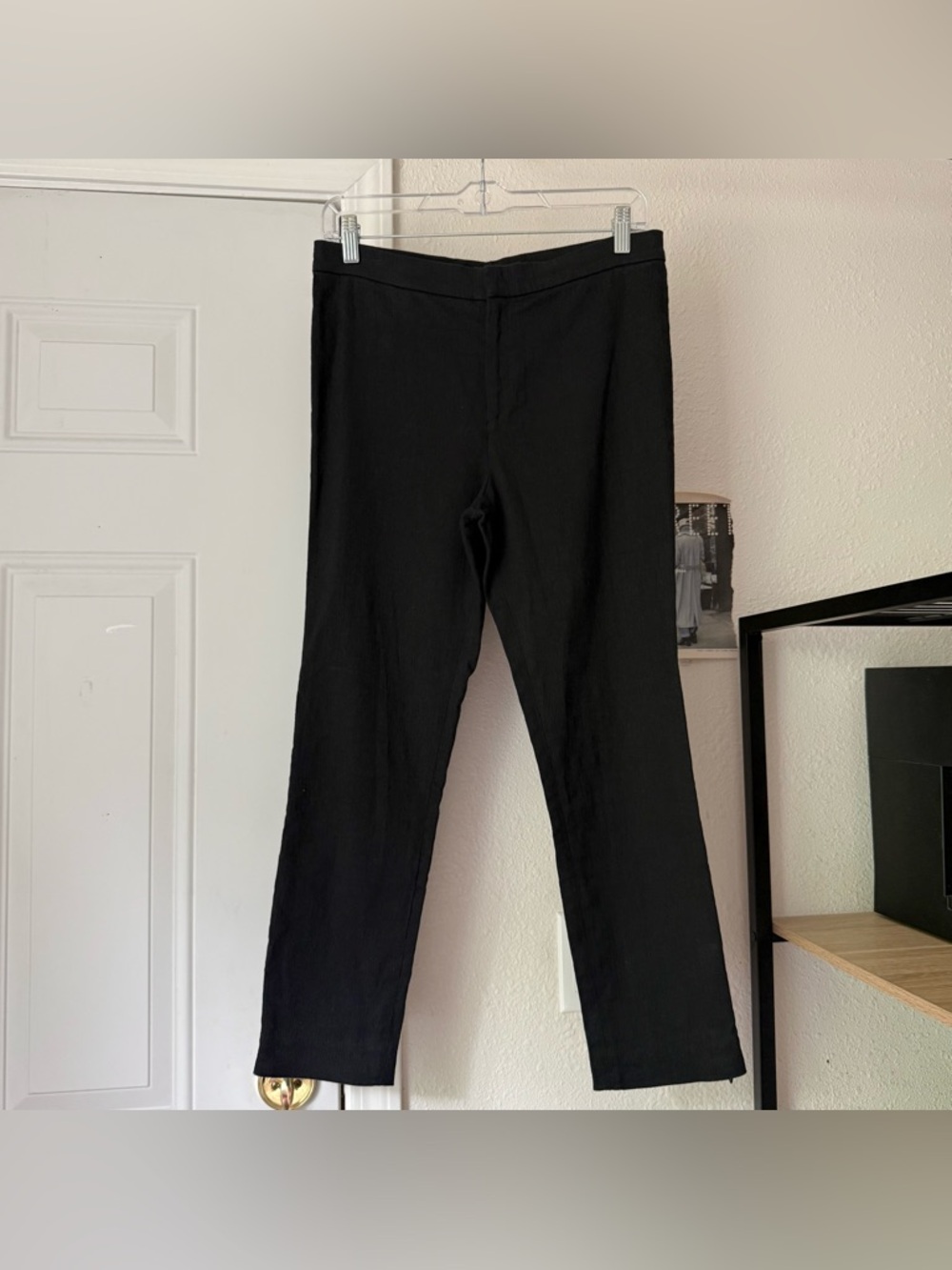 ISABEL MARANT black linen cotton slim leg cropped pants